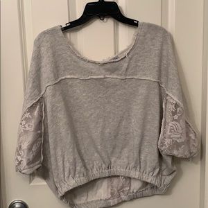 Mikey Active Cropped Sweatshirt with Lace
